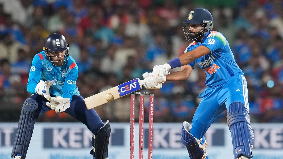 Indias Shreyas Iyer plays a shot during the first ODI. AP Photo