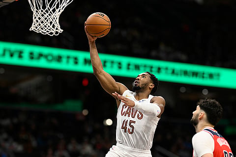 NBA 2024-25: Cavaliers guard Donovan Mitchell (45) goes to the basket