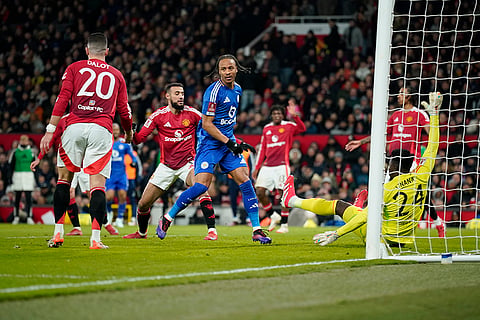 FA Cup: Leicester's Bobby Decordova-Reid celebrates after scoring the opening goal