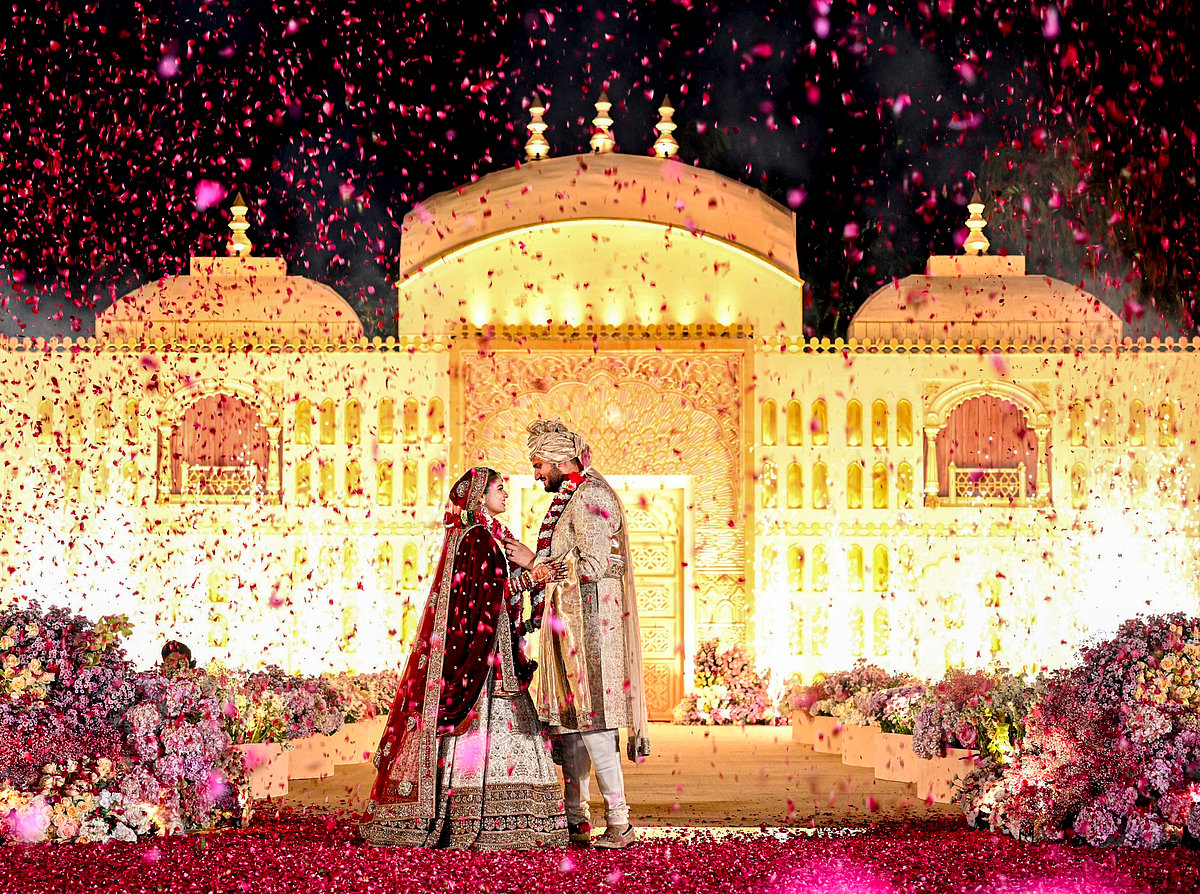 | Photo: PTI : Adani's Son Jeet Marries Divya Shah