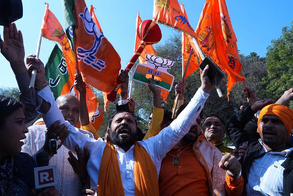 Delhi Assembly polls 2025 Counting Day: BJP supporters at the party office