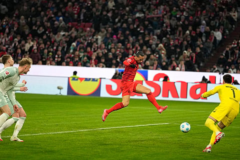 Bundesliga 2024-25: Bayern's Leroy Sane on his way to scoring his sides second goal 