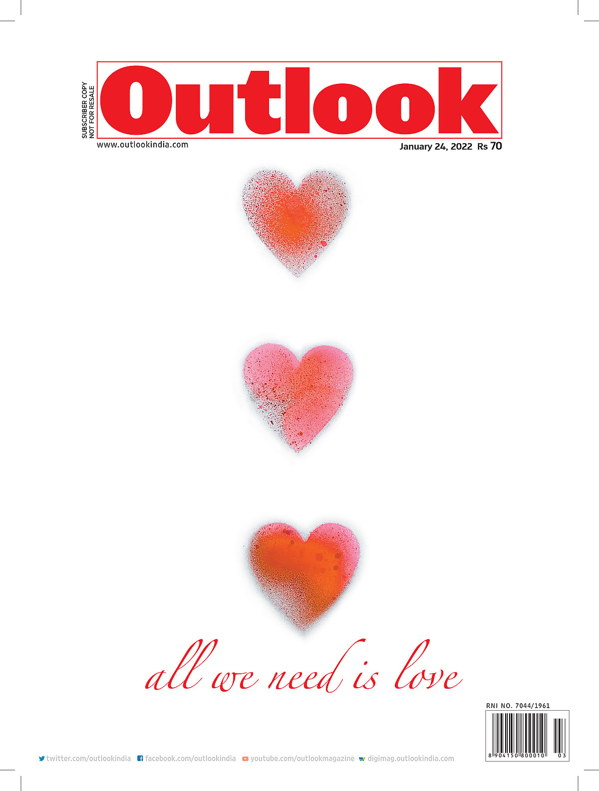 Outlook cover: "All we need is love"