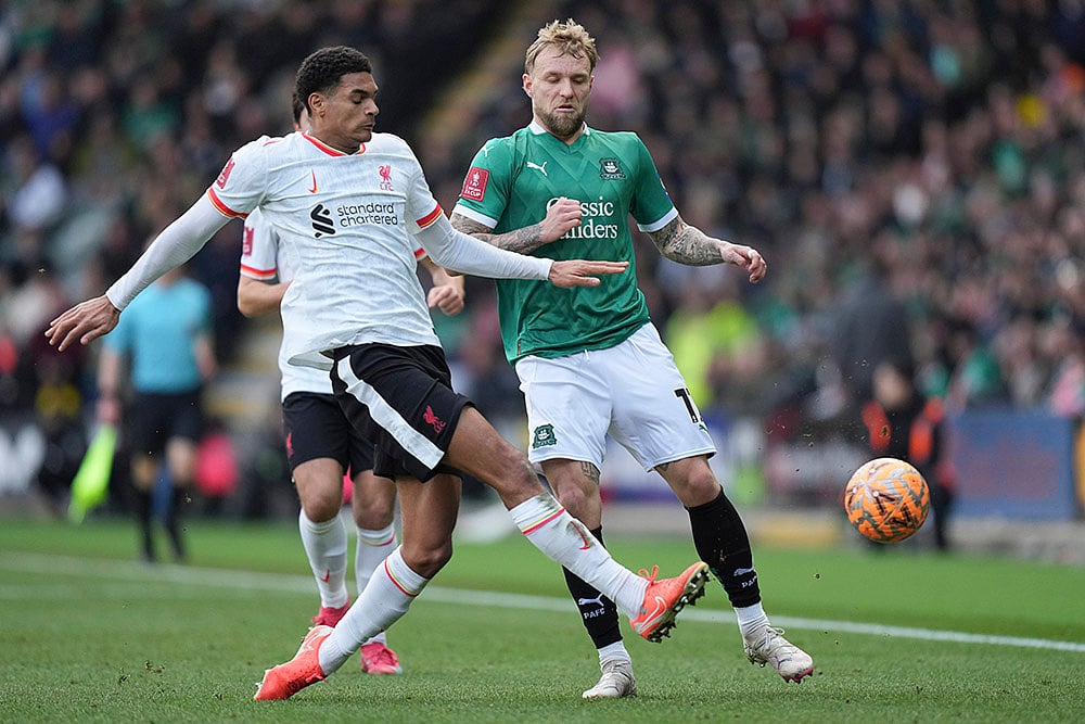 FA Cup Fourth Round Football match Plymouth Argyle vs Liverpool: Jarell Quansah