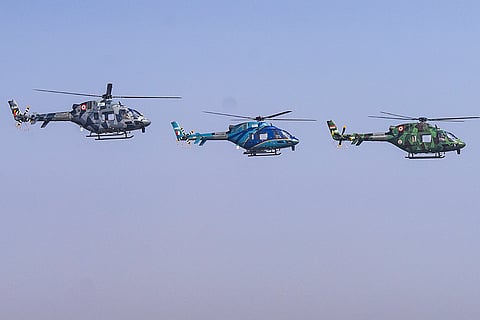 15th Aero India Air show: Bhim formation by HAL's light utility helicopters