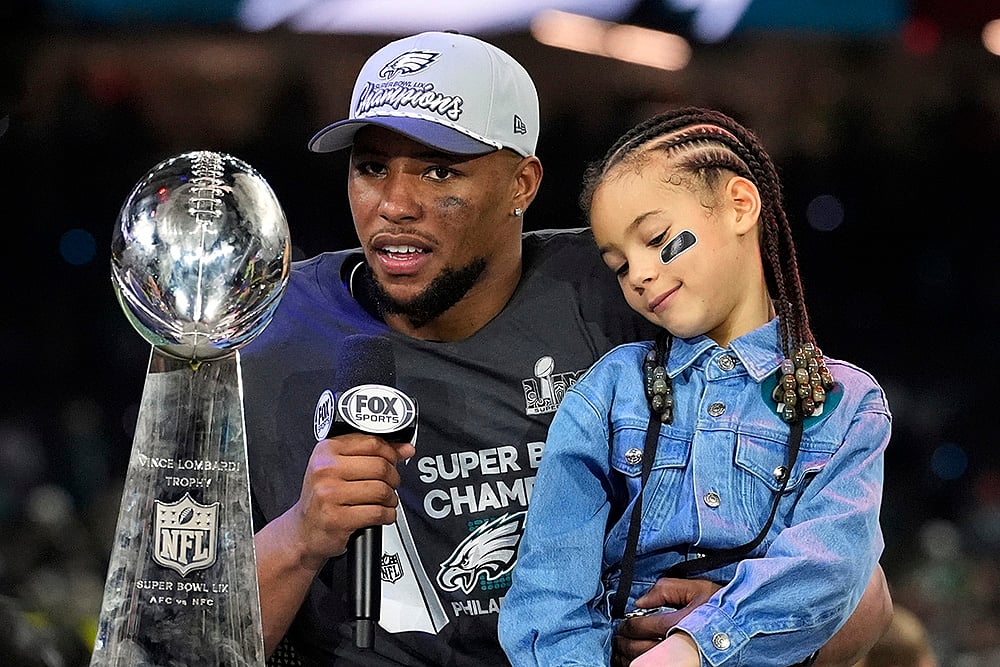 Super Bowl 59 NFL football game Philadelphia Eagles vs Kansas City Chiefs: Saquon Barkley