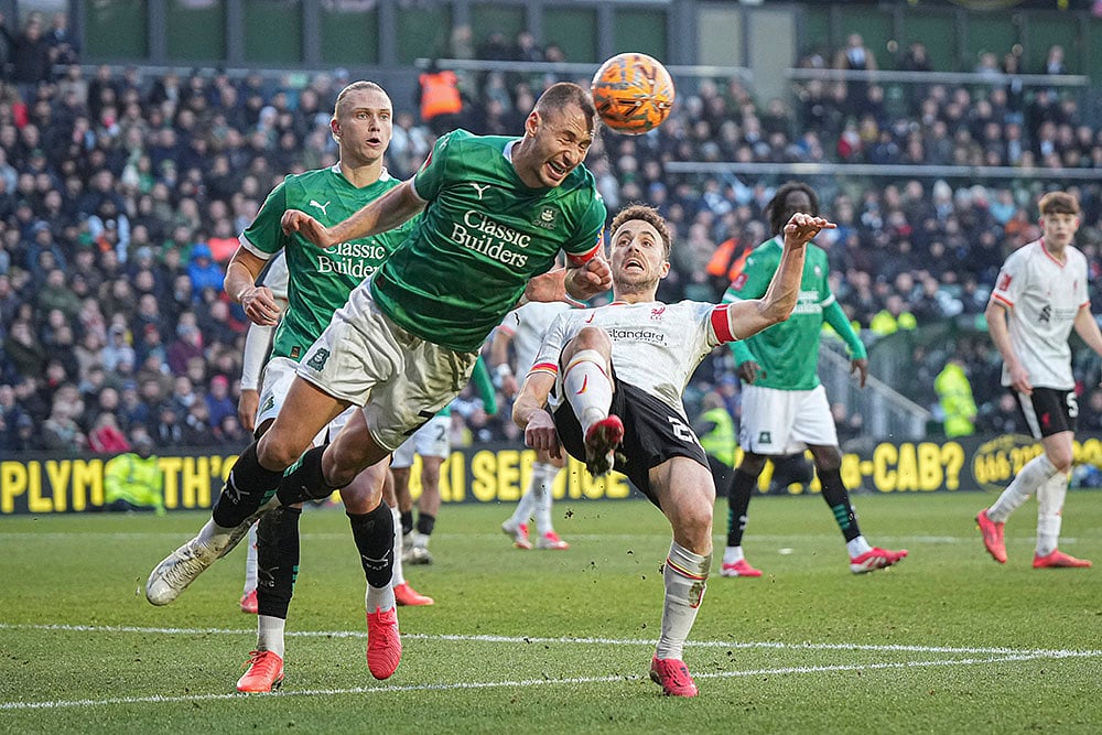 FA Cup Fourth Round Football match Plymouth Argyle vs Liverpool: Nikola Katic