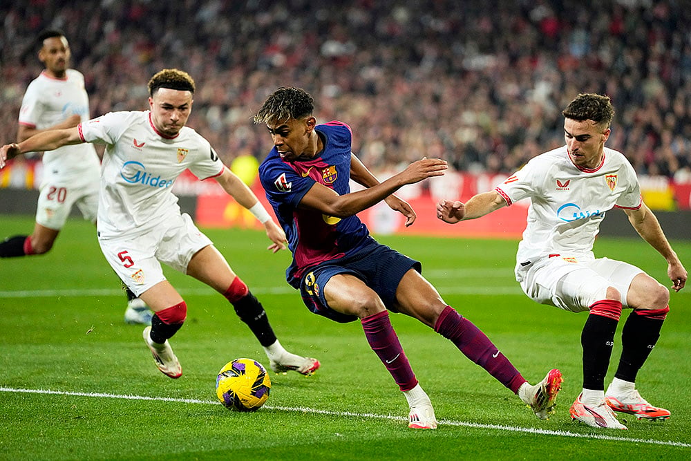 Spain Soccer La Liga match Sevilla vs FC Barcelona: Lamine Yamal