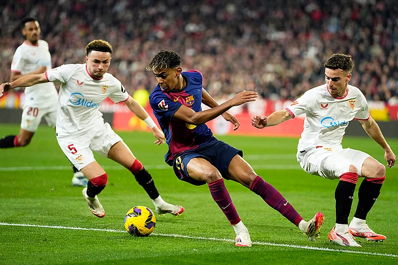 Spain Soccer La Liga match Sevilla vs FC Barcelona: Lamine Yamal