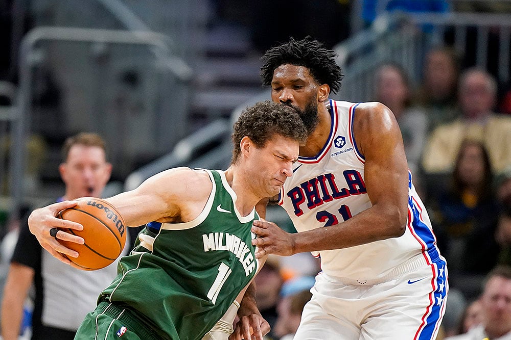 NBA basketball game Milwaukee Bucks vs Philadelphia 76ers: Joel Embiid