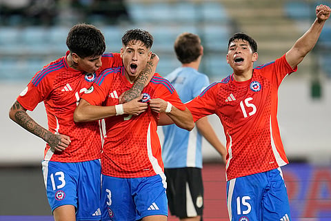 CONMEBOL U20 Championship: Chile's Ivan Roman celebrates after scoring his side's first goal