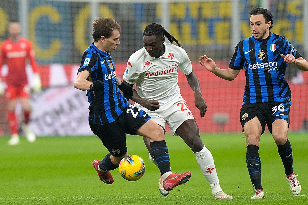 Italian soccer Serie A 2024-25 Inter Milan vs Fiorentina: Moise Kean