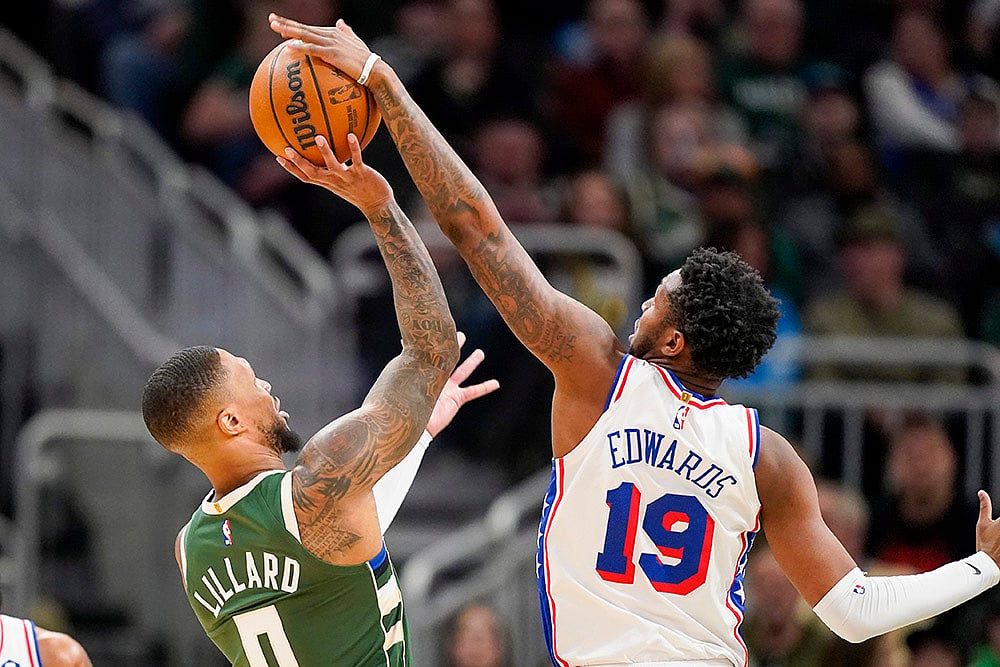 NBA basketball game Milwaukee Bucks vs Philadelphia 76ers: Damian Lillard