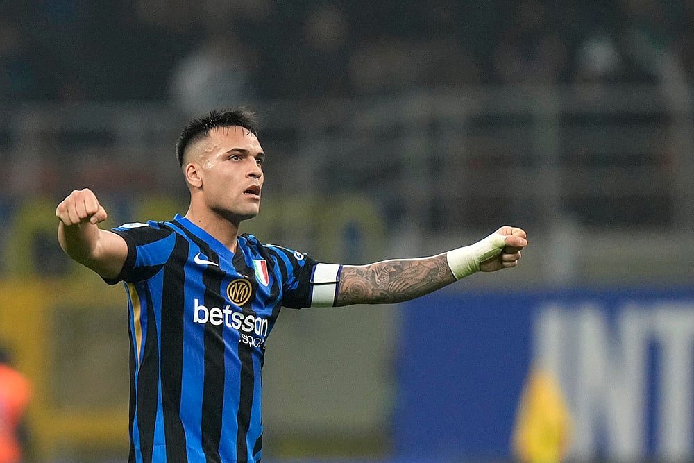 Italian soccer Serie A 2024-25 Inter Milan vs Fiorentina: Lautaro Martinez 