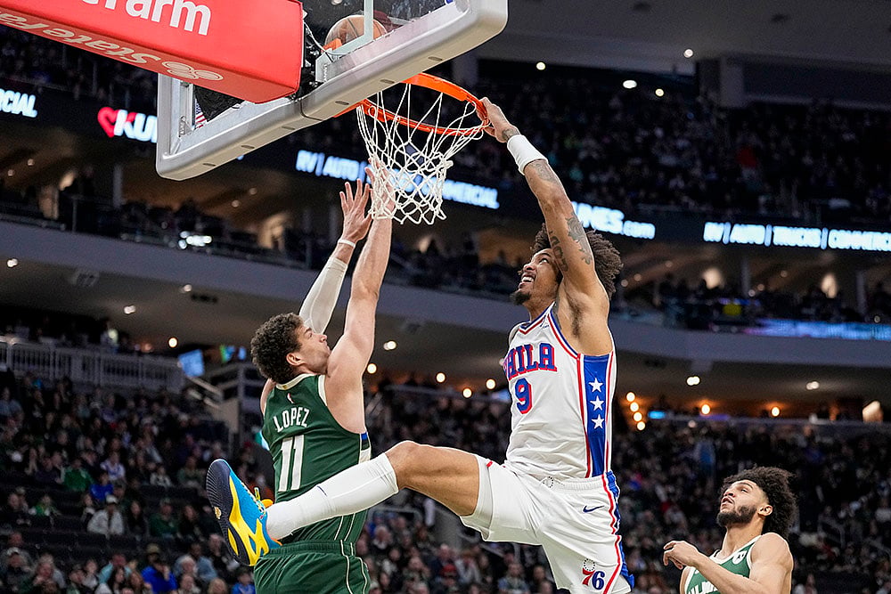 NBA basketball game Milwaukee Bucks vs Philadelphia 76ers: Kelly Oubre Jr
