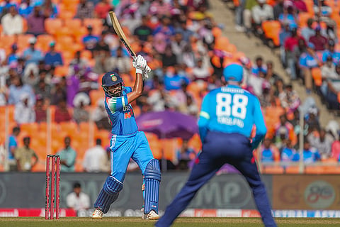 IND vs ENG 3rd ODI: India's Shreyas Iyer plays a shot