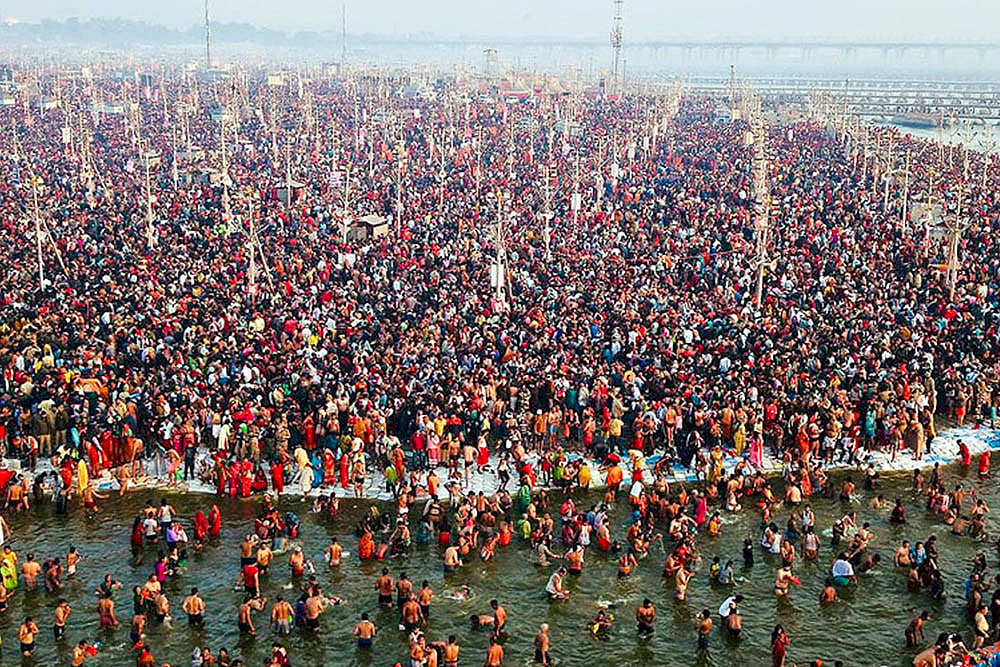 Maha Kumbh Mela 2025 Maghi Purnima Shahi Snan at Triveni Sangam in Prayagraj