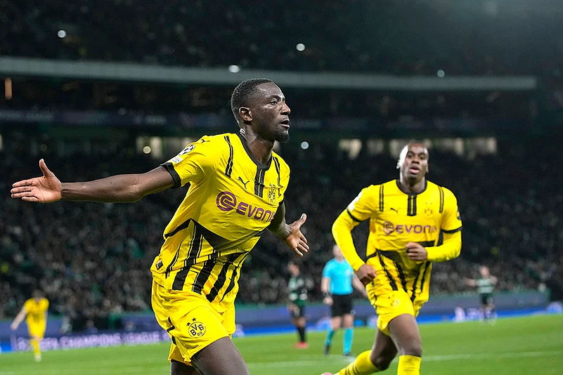 Portugal Soccer Champions League playoff first leg Sporting CP vs Borussia Dortmund: Serhou Guirassy