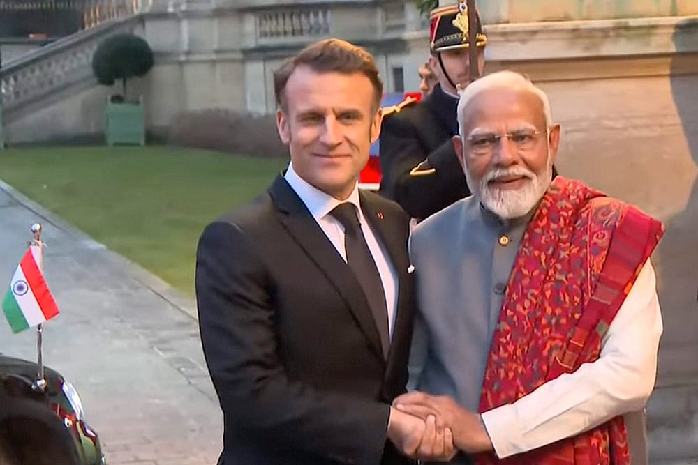 | Photo: @pmoindia on Youtube via PTI : PM Modi with Emmanuel Macron