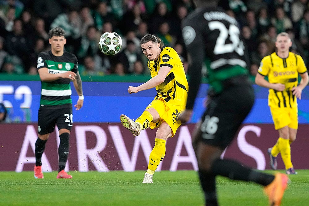 Portugal Soccer Champions League playoff first leg Sporting CP vs Borussia Dortmund: Marcel Sabitzer
