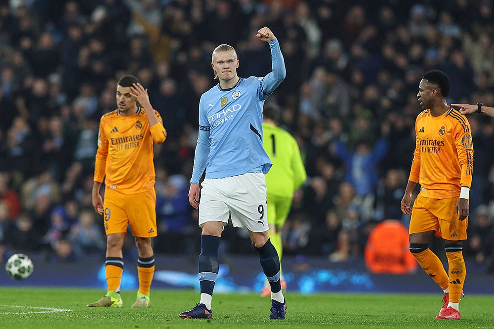Britain Soccer Champions League playoff first leg Manchester City vs Real Madrid: Erling Haaland