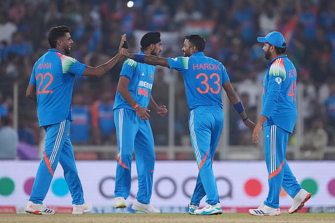 IND vs ENG 3rd ODI: India's Hardik Pandya celebrates the wicket of England's Mark Wood
