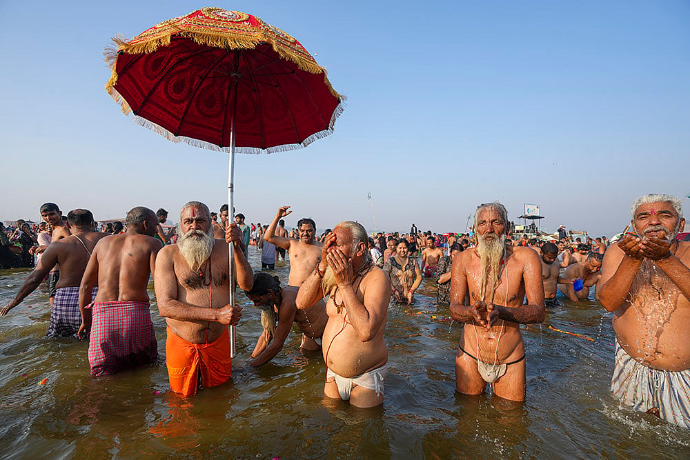 Maha Kumbh Mela 2025 Maghi Purnima Shahi Snan at Triveni Sangam in Prayagraj