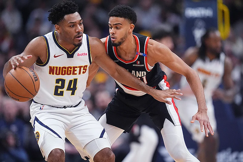 NBA Bakstball Portland Trail Blazers vs Denver Nuggets Basketball: Jalen Pickett