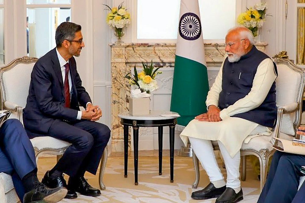 PM Modi meets Sundar Pichai in Paris 