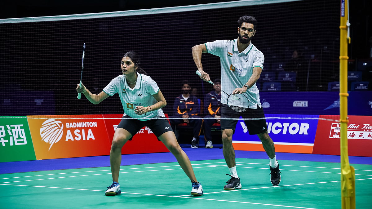 Tanisha Crasto Dhruv Kapila against South Korea at Badminton Asia Mixed Team.
