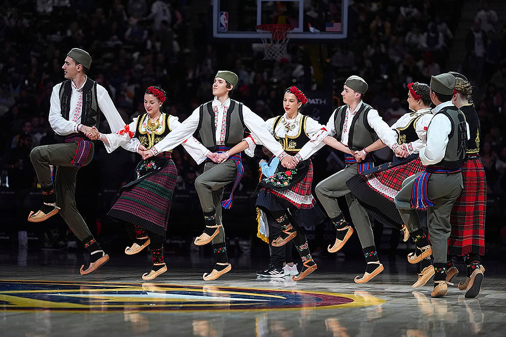 NBA basketball game 2024-25 Denver Nuggets vs Portland Trail Blazers: Serbian dancers 