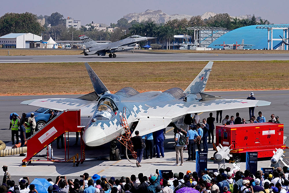 15th edition of Aero India 2025 Air Show at Yelahanka air base in Bengaluru: F-16 fighter