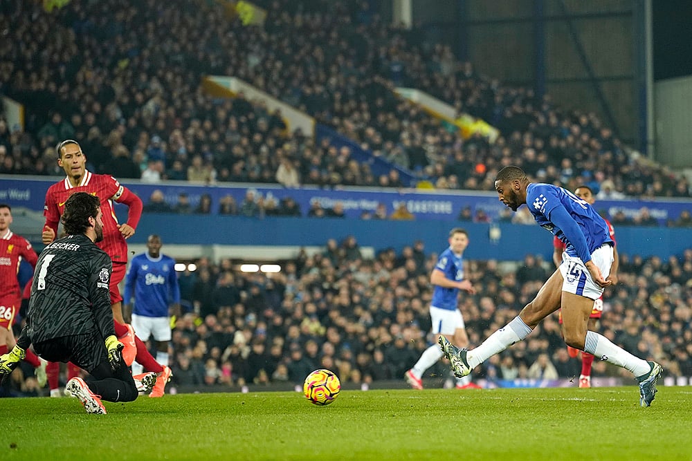 Britain Soccer English Premier League 2024-25 Everton vs Liverpool match: Beto