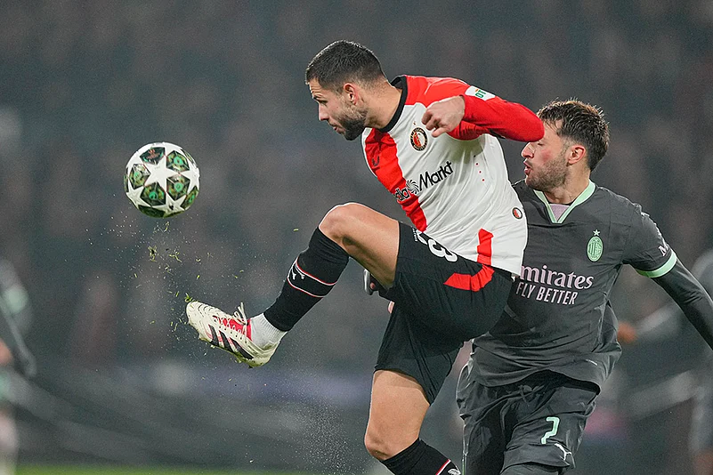 Netherlands Soccer Champions League playoff first leg Feyenoord vs AC Milan: David Hancko
