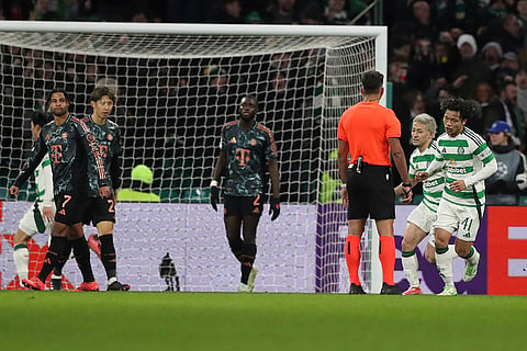 Champions League playoff first leg: Celtic's Daizen Maeda celebrates after scoring his side's opening goal 