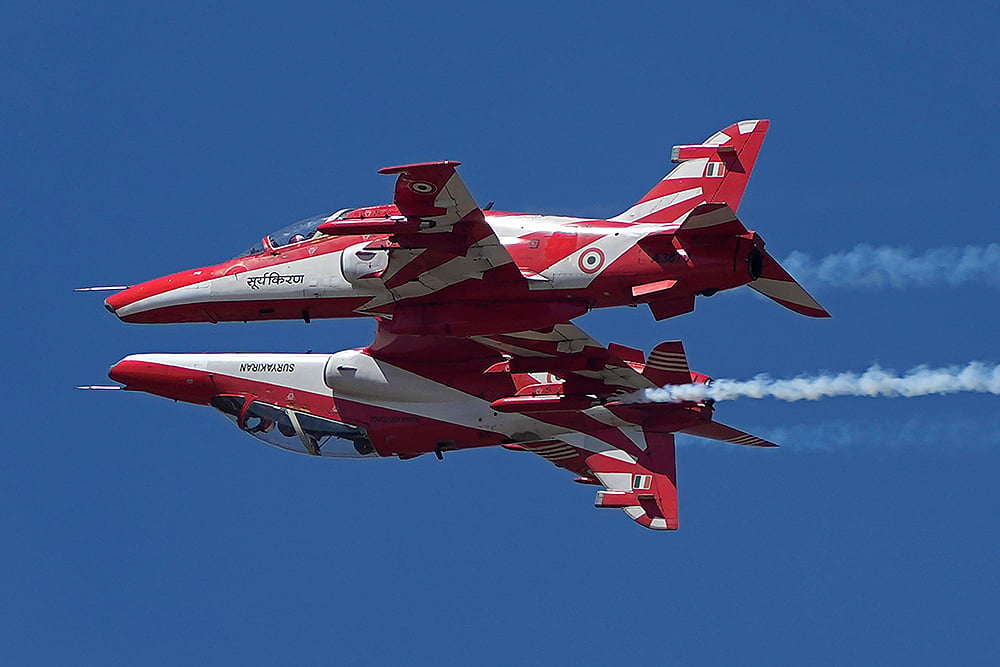 15th edition of Aero India 2025 Air Show at Yelahanka air base in Bengaluru: Surya Kiran Aerobatic 