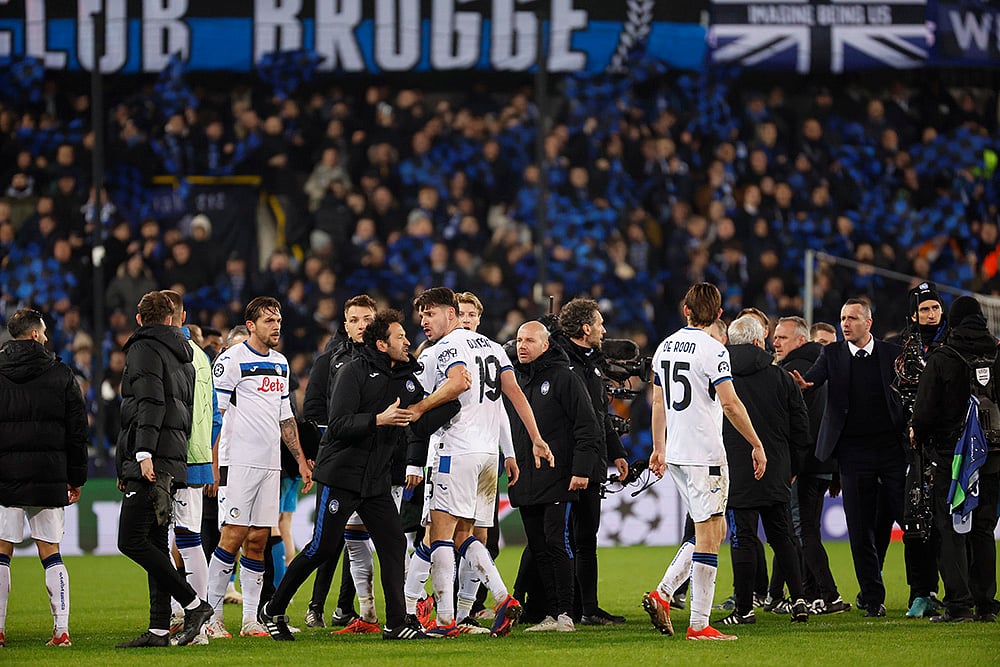 Belgium Soccer Champions League playoff first leg Club Brugge vs Atalanta 2