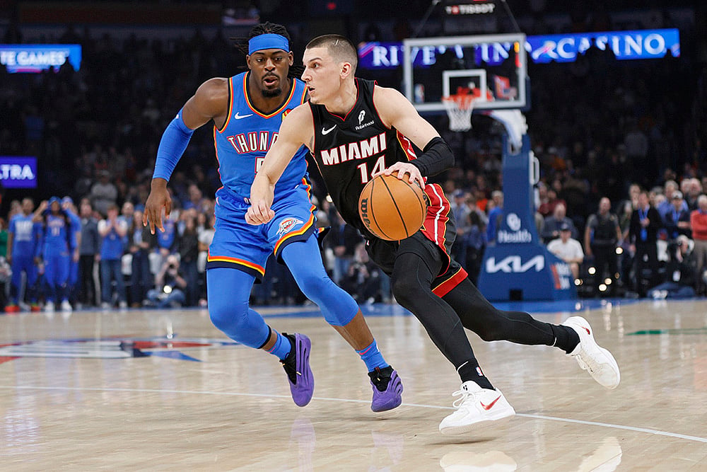 NBA basketball game 2024-25 Miami Heat vs Oklahoma City Thunder:  Tyler Herro