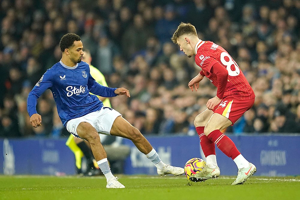 Britain Soccer English Premier League 2024-25 Everton vs Liverpool match: Conor Bradley 