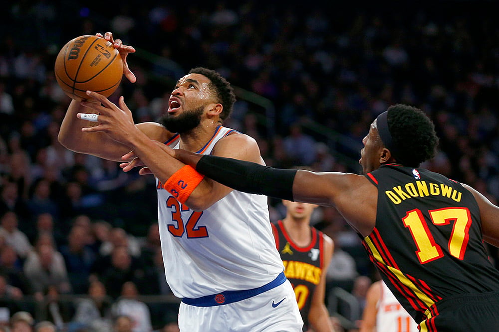 NBA basketball game 2024-25 Atlanta Hawks vs New York Knicks: Karl-Anthony Towns