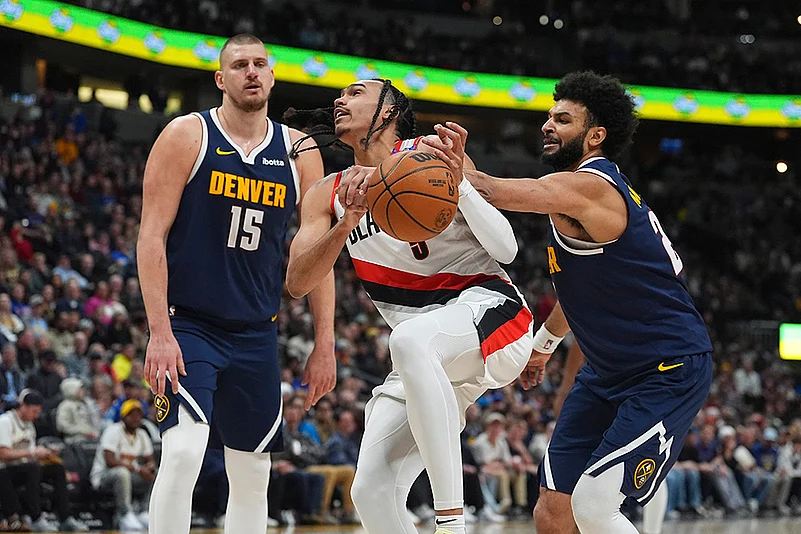 NBA basketball game 2024-25 Denver Nuggets vs Portland Trail Blazers: Dalano Banton