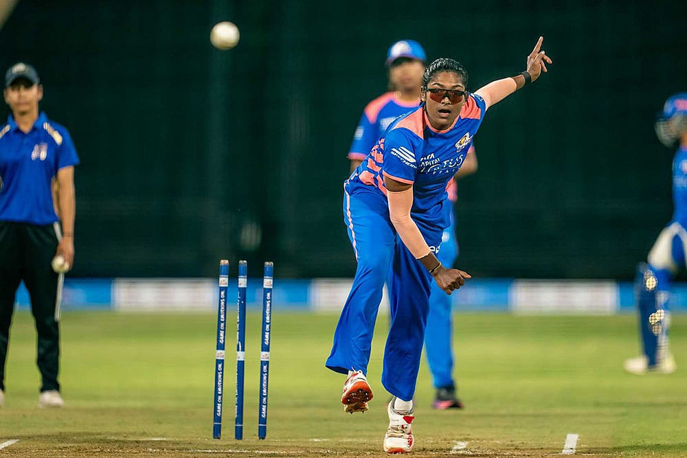 | Photo Courtesy: Mumbai Indians : S Sajana hones her bowling skills during a practice session
