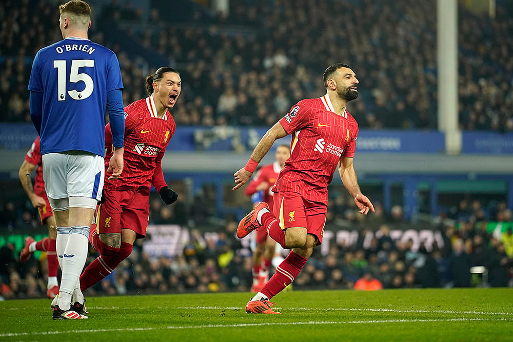 Britain Soccer English Premier League 2024-25 Everton vs Liverpool match: Mohamed Salah