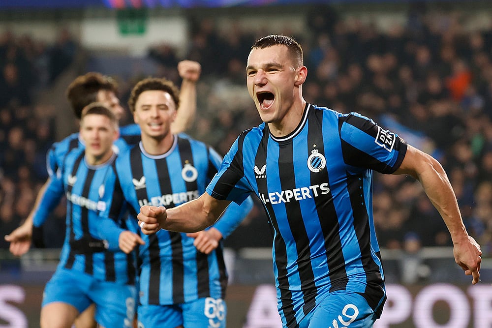 Belgium Soccer Champions League playoff first leg Club Brugge vs Atalanta: Ferran Jutgla 