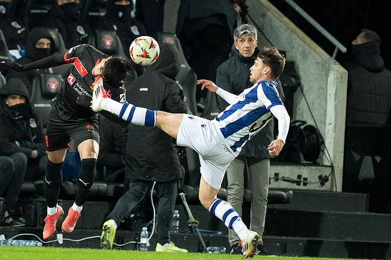 Denmark Europa League Soccer Play-offs, UEL 1st Leg FC Midtjylland vs Real Sociedad: Jon Balda