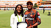 No WPL, No Problem: U-19 T20 World Cup Hero Gongadi Trisha Eyeing Senior India Cap Special Arrangement : Gongadi Trisha with the legendary Brian Lara.