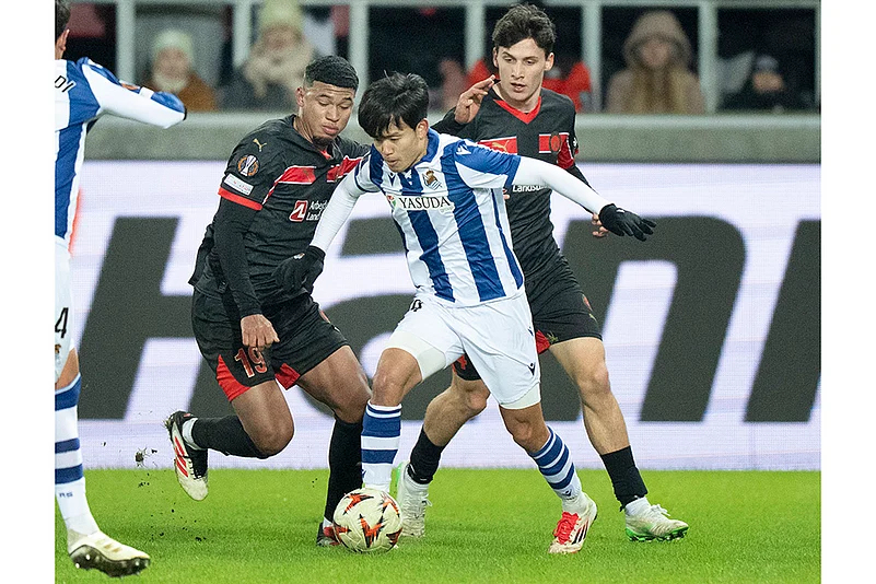 Denmark Europa League Soccer Play-offs, UEL 1st Leg FC Midtjylland vs Real Sociedad: Takefusa Kubo