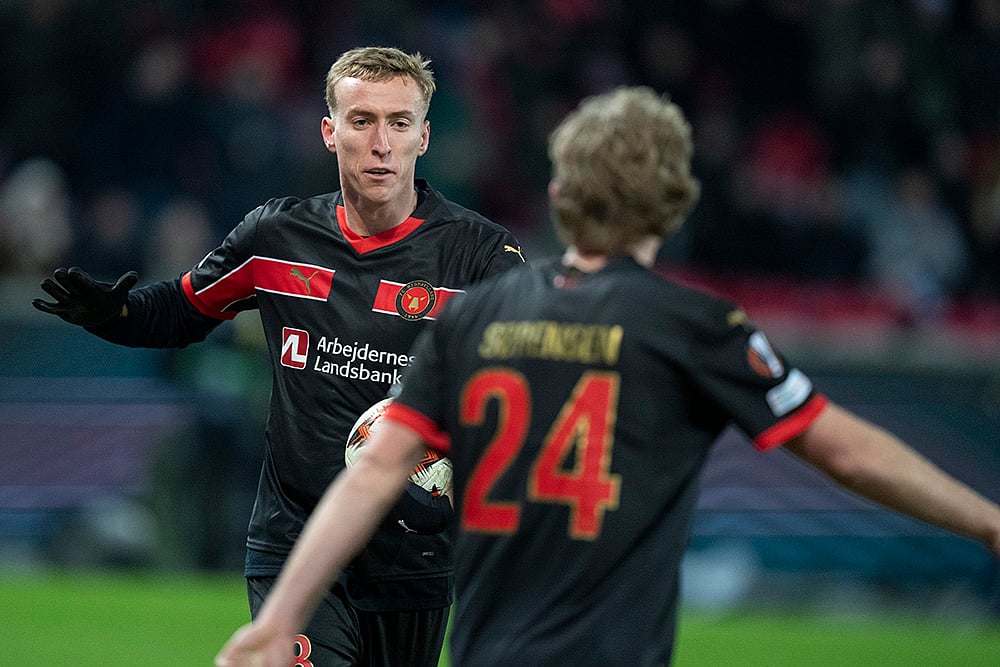 Denmark Europa League Soccer Play-offs, UEL 1st Leg FC Midtjylland vs Real Sociedad: Adam Buksa