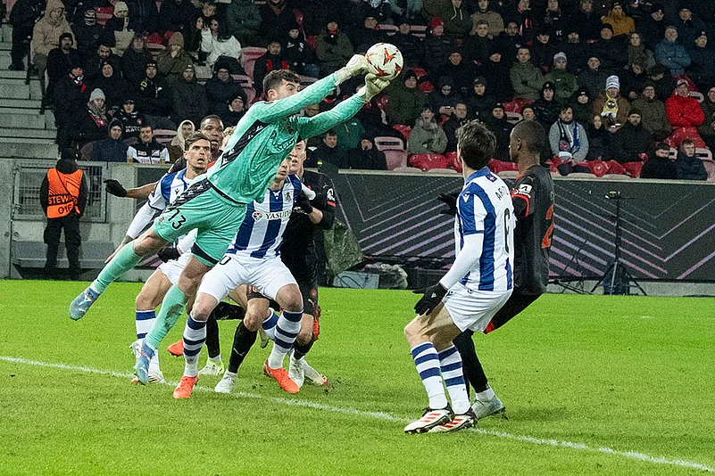 Denmark Europa League Soccer Play-offs, UEL 1st Leg FC Midtjylland vs Real Sociedad: Unai Marrero