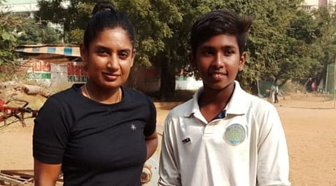 G Trisha with former India skipper Mithali Raj.